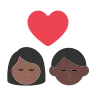 Kiss: Woman, Man, Medium-Dark Skin Tone, Dark Skin Tone Emoji 👩🏾‍❤️‍💋‍👨🏿 image - Tossface style