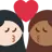 Kiss: Woman, Woman, Light Skin Tone, Medium-Dark Skin Tone