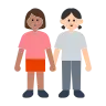 Women Holding Hands: Medium Skin Tone, Light Skin Tone Emoji 👩🏽‍🤝‍👩🏻 image - Tossface style