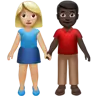 Woman And Man Holding Hands: Medium-Light Skin Tone, Dark Skin Tone Emoji 👩🏼‍🤝‍👨🏿 image - Apple style