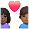 Couple With Heart: Woman, Man, Dark Skin Tone, Medium-Dark Skin Tone Emoji 👩🏿‍❤️‍👨🏾 image - Samsung style