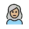 Woman: Medium-Light Skin Tone, White Hair Emoji 👩🏼‍🦳 image - OpenMoji style