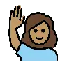 Woman Raising Hand: Medium Skin Tone Emoji 🙋🏽‍♀️ image - OpenMoji style