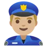 Man Police Officer: Medium-Light Skin Tone Emoji 👮🏼‍♂️ image - Google Noto Color style