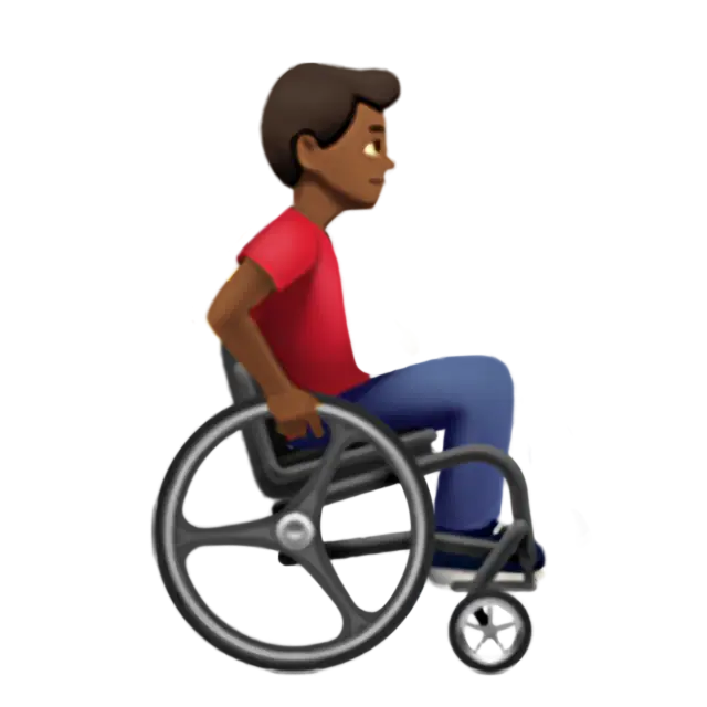 Man In Manual Wheelchair Facing Right: Medium-Dark Skin Tone