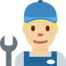 Man Mechanic: Medium-Light Skin Tone Emoji 👨🏼‍🔧 image - Twitter / X (Twemoji) style