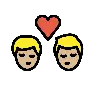 Kiss: Man, Man, Medium-Light Skin Tone Emoji 👨🏼‍❤️‍💋‍👨🏼 image - OpenMoji style