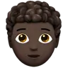 Person: Dark Skin Tone, Curly Hair Emoji 🧑🏿‍🦱 image - Apple style