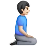Man Kneeling Facing Right: Light Skin Tone Emoji 🧎🏻‍♂️‍➡️ image - Samsung style