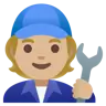 Mechanic: Medium-Light Skin Tone Emoji 🧑🏼‍🔧 image - Google Noto Color style