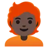 Person: Dark Skin Tone, Red Hair Emoji 🧑🏿‍🦰 image - Google Noto Color style