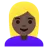 Woman: Dark Skin Tone, Blond Hair