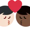Kiss: Man, Man, Light Skin Tone, Dark Skin Tone Emoji 👨🏻‍❤️‍💋‍👨🏿 image - Twitter / X (Twemoji) style