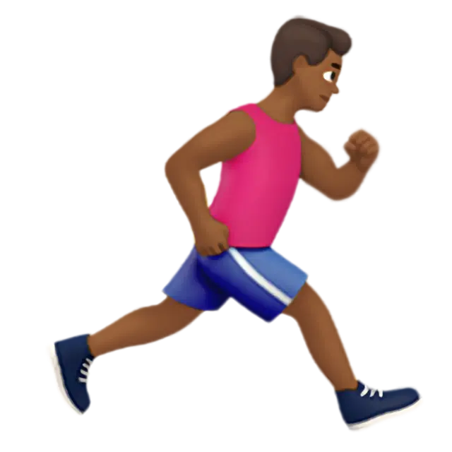 Man Running Facing Right: Medium-Dark Skin Tone