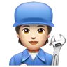 Mechanic: Light Skin Tone Emoji 🧑🏻‍🔧 image - WhatsApp style
